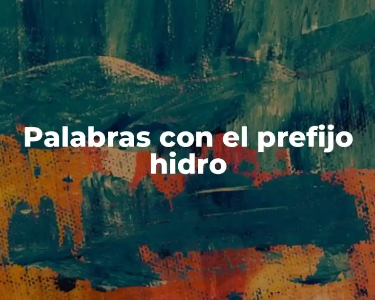 Palabras con el prefijo hidro
