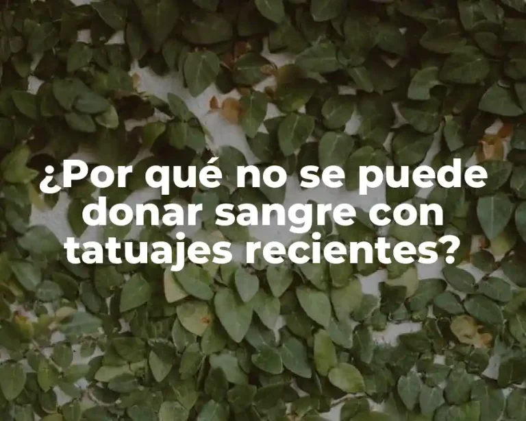 ¿Por qué no se puede donar sangre con tatuajes recientes?