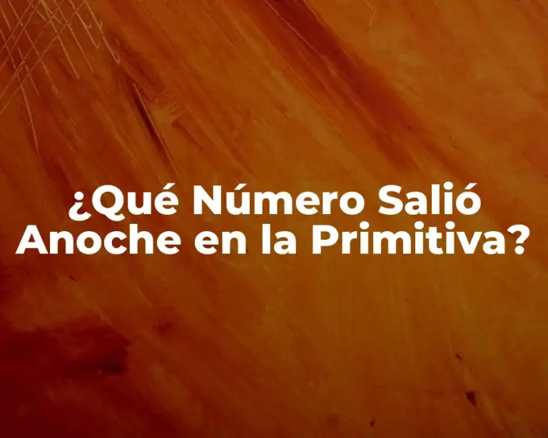 ¿Qué Número Salió Anoche en la Primitiva?