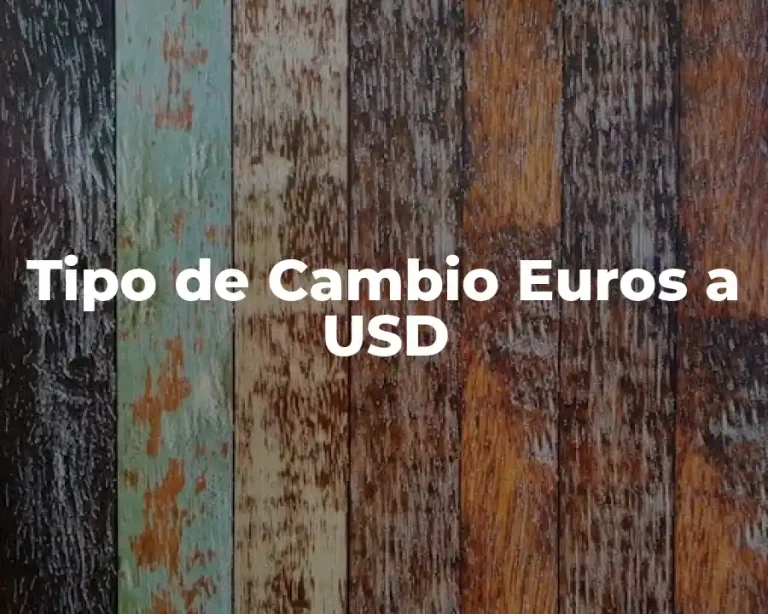 Tipo de Cambio Euros a USD